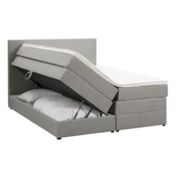 Boxspring met opbergruimte Liv egaal - lichtgrijs - 180x200 cm