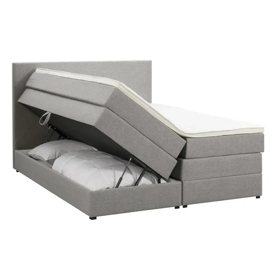Boxspring met opbergruimte Liv egaal - lichtgrijs - 180x200 cm