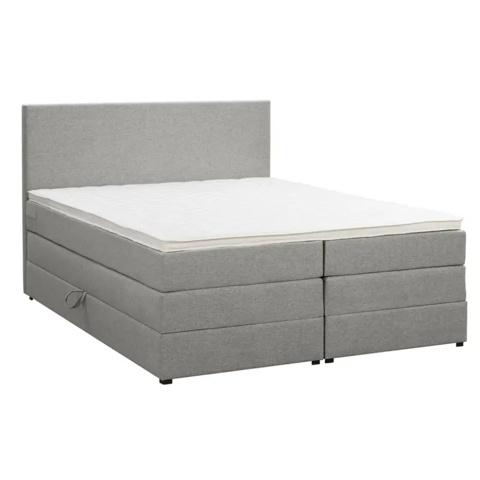 Boxspring met opbergruimte Liv egaal - lichtgrijs - 180x200 cm