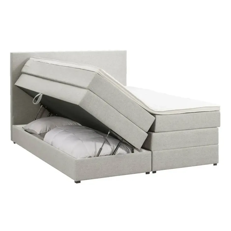Boxspring met opbergruimte Liv egaal - ecru - 160x200 cm