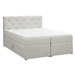Boxspring met opbergruimte Liv geruit - ecru - 160x200 cm