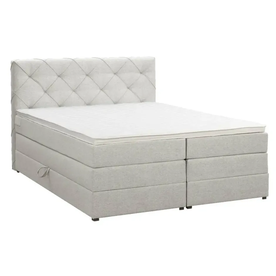 Boxspring met opbergruimte Liv geruit - ecru - 160x200 cm