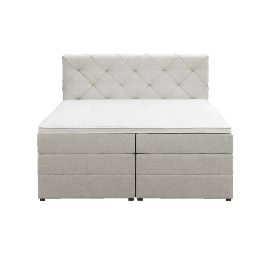 Boxspring met opbergruimte Liv geruit - ecru - 160x200 cm