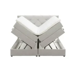 Boxspring met opbergruimte Liv geruit - ecru - 160x200 cm