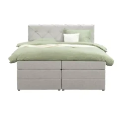 Boxspring met opbergruimte Liv geruit - ecru - 160x200 cm