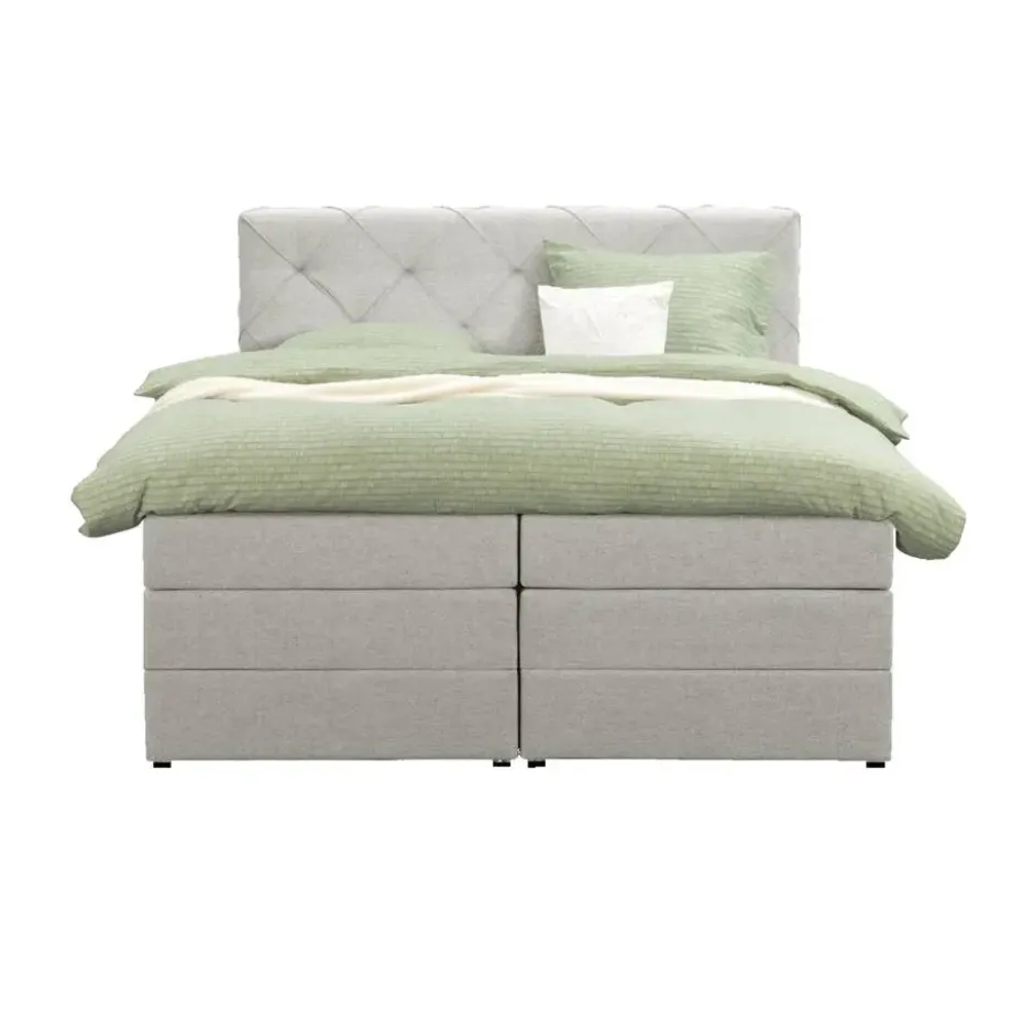 Boxspring met opbergruimte Liv geruit - ecru - 160x200 cm