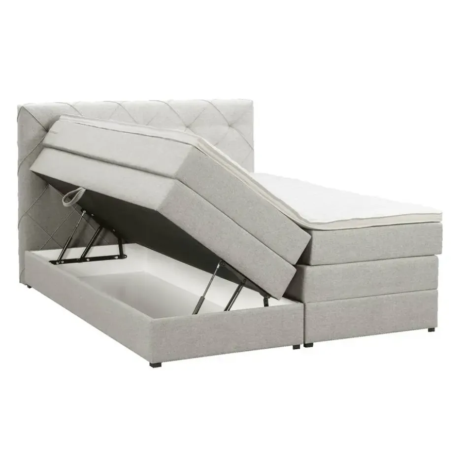 Boxspring met opbergruimte Liv geruit - ecru - 160x200 cm