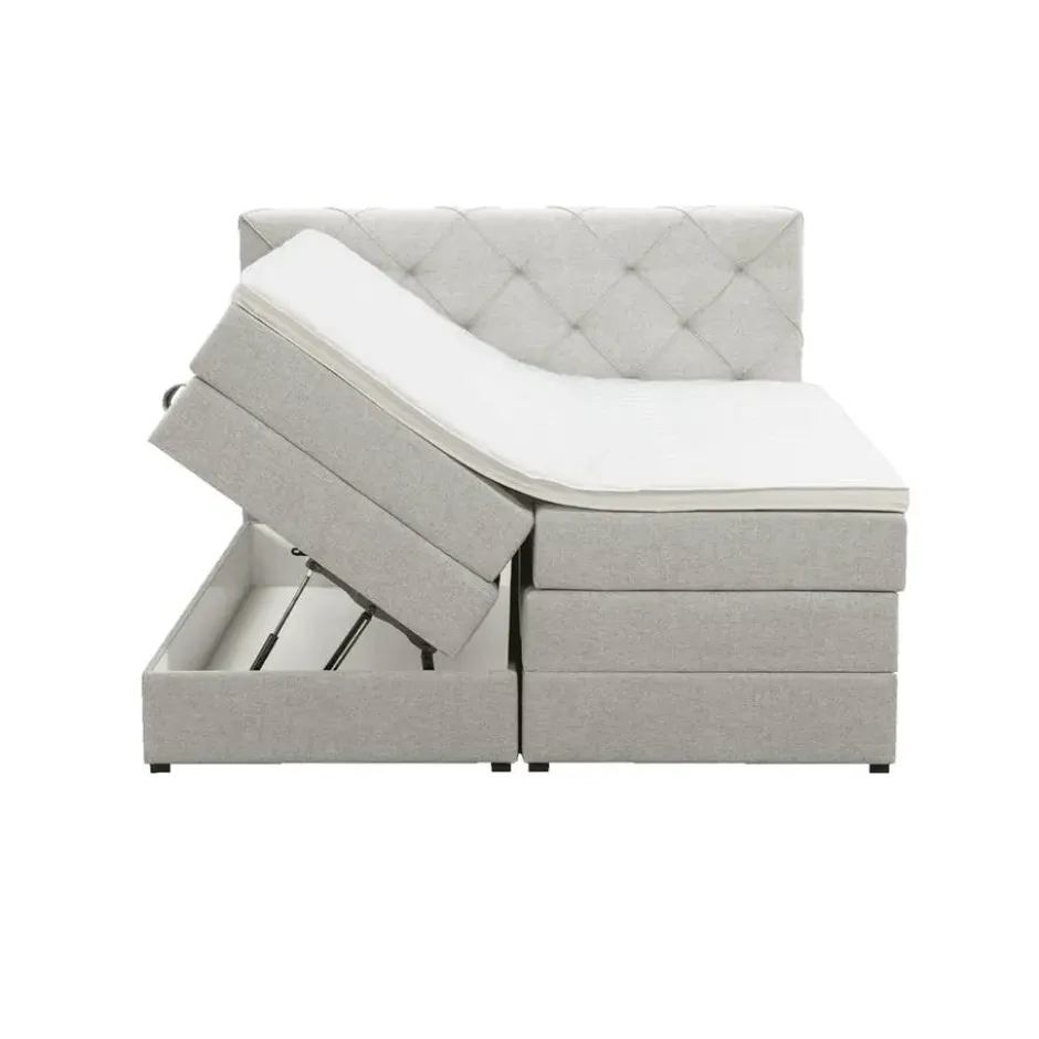 Boxspring met opbergruimte Liv geruit - ecru - 160x200 cm