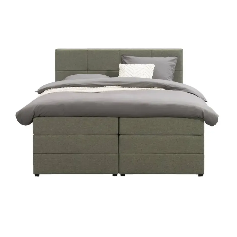 Boxspring met opbergruimte Liv geblokt - groen - 160x200 cm