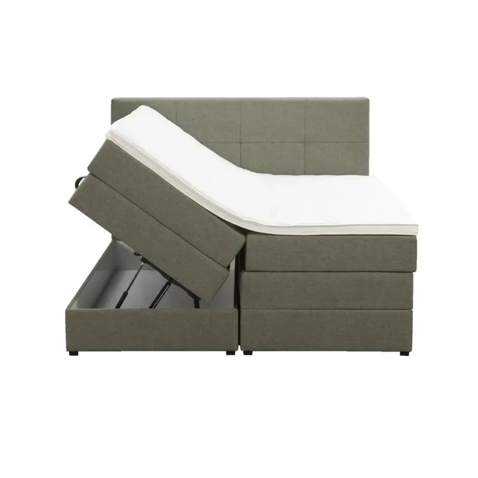 Boxspring met opbergruimte Liv geblokt - groen - 160x200 cm