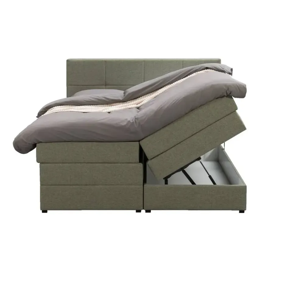 Boxspring met opbergruimte Liv geblokt - groen - 160x200 cm