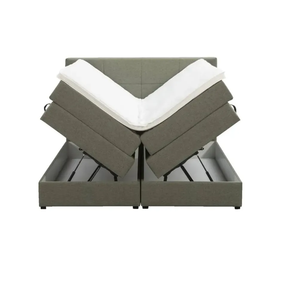 Boxspring met opbergruimte Liv geblokt - groen - 160x200 cm