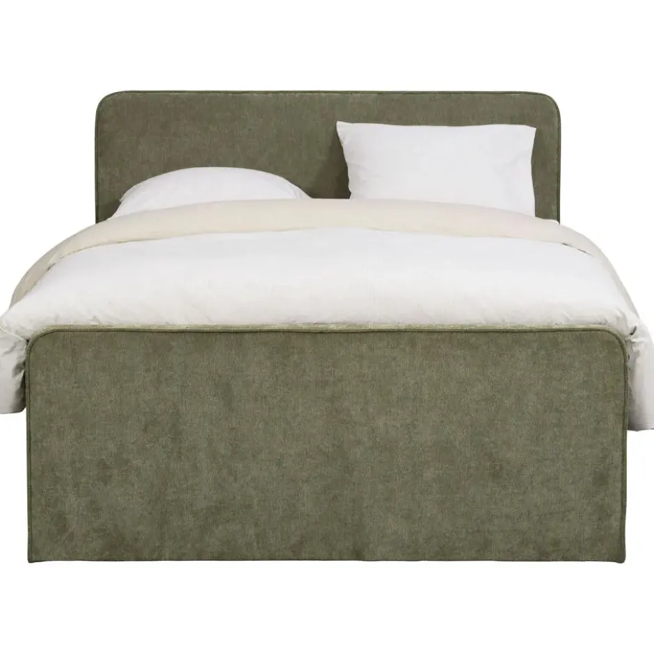 Boxspring met opbergruimte Mori - vergrijsd groen - 160x200 cm