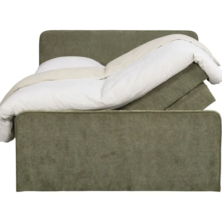 Boxspring met opbergruimte Mori - vergrijsd groen - 160x200 cm