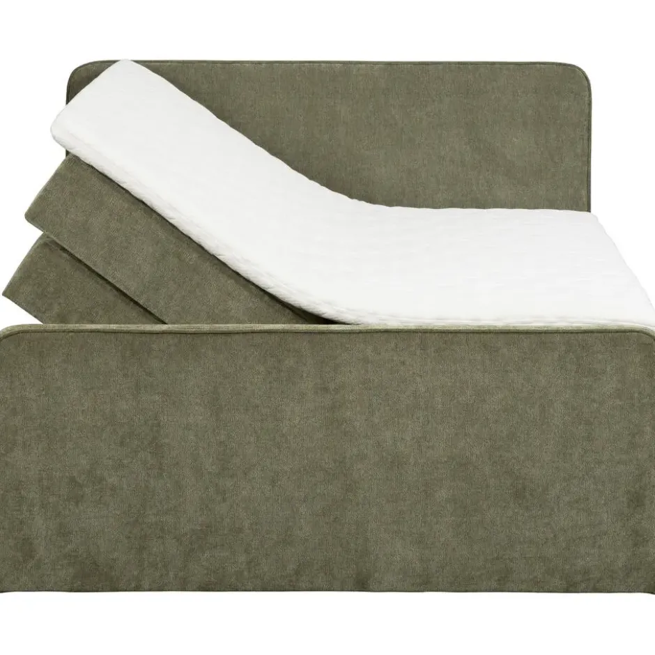 Boxspring met opbergruimte Mori - vergrijsd groen - 140x200 cm