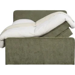 Boxspring met opbergruimte Mori - vergrijsd groen - 140x200 cm