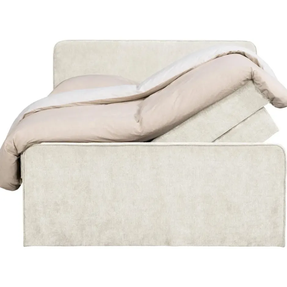 Boxspring met opbergruimte Mori - lichtgrijs - 180x200 cm