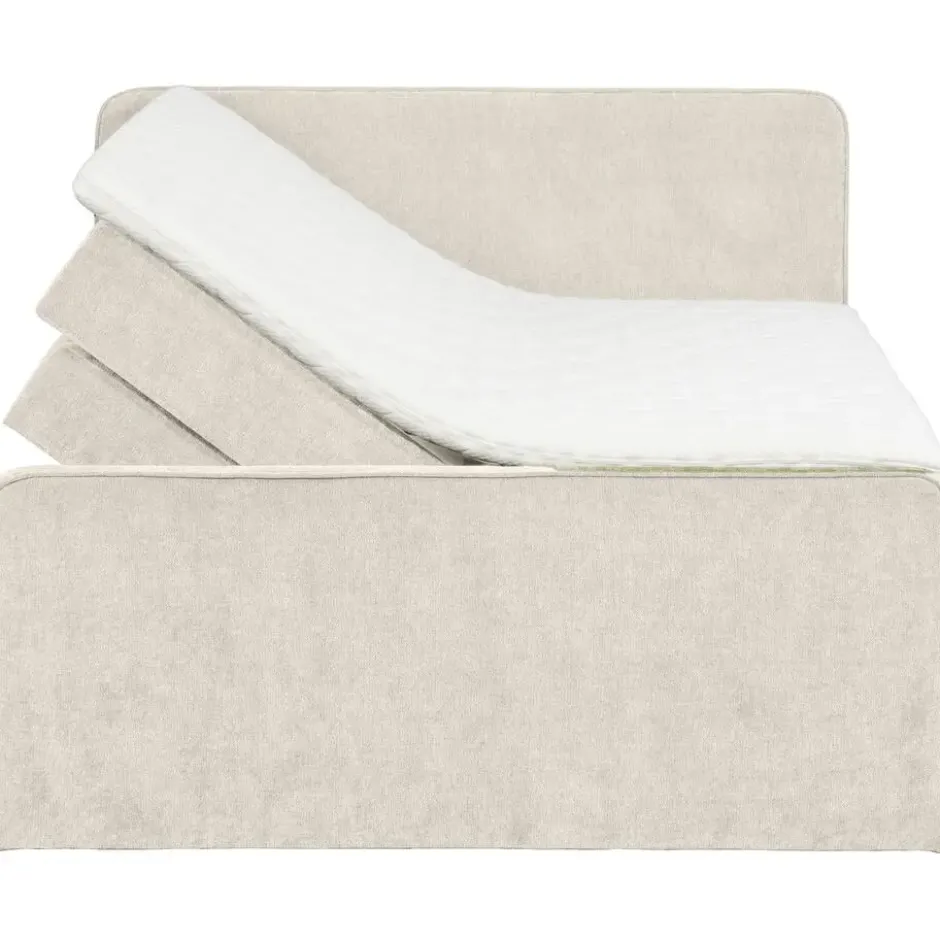 Boxspring met opbergruimte Mori - lichtgrijs - 180x200 cm