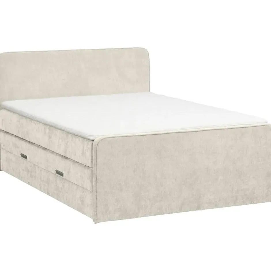 Boxspring met opbergruimte Mori - lichtgrijs - 180x200 cm