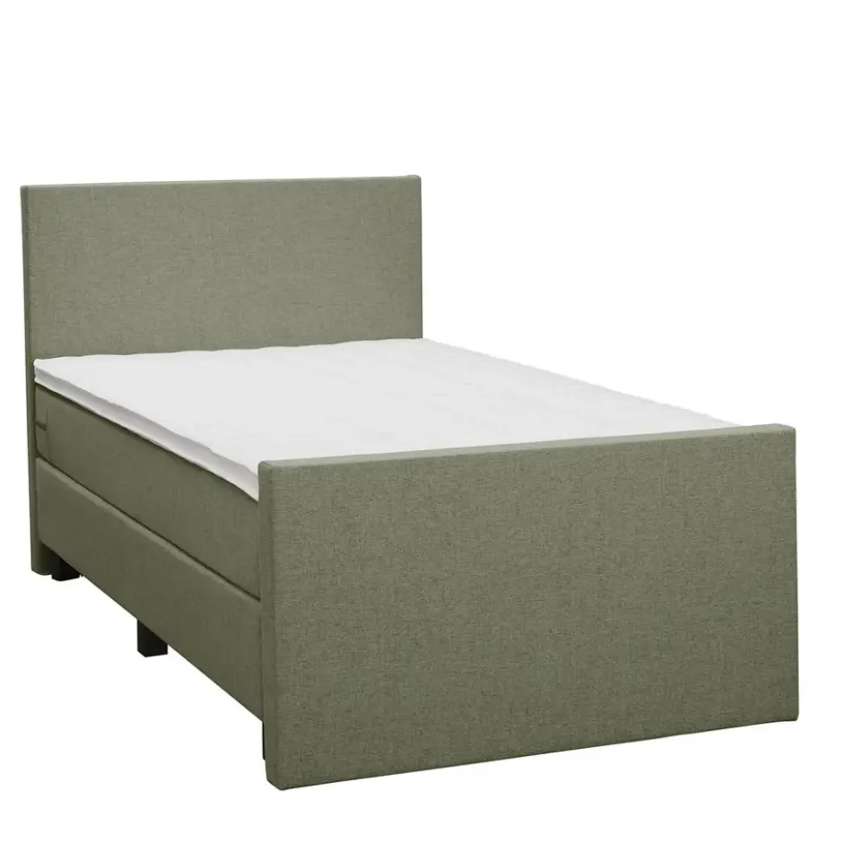 Boxspring met voetbord Liv egaal - lichtgrijs - 120x200 cm - slanke poot