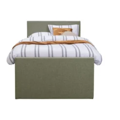 Boxspring met voetbord Liv egaal - lichtgrijs - 120x200 cm - slanke poot