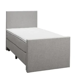 Boxspring met voetbord Liv egaal - lichtgrijs - 90x200 cm - ronde poot