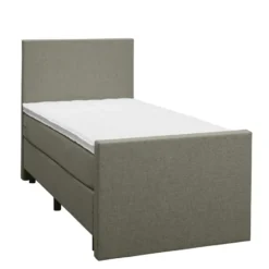 Boxspring met voetbord Liv egaal - groen - 90x200 cm - ronde poot