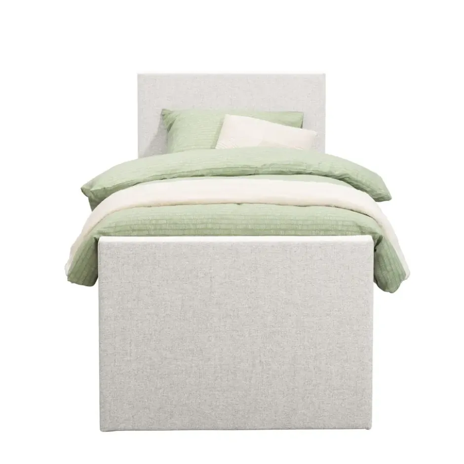 Boxspring met voetbord Liv egaal - ecru - 90x200 cm - vierkante poot
