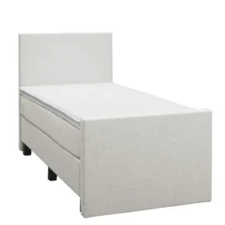 Boxspring met voetbord Liv egaal - ecru - 90x200 cm - vierkante poot