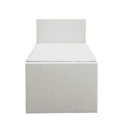 Boxspring met voetbord Liv egaal - ecru - 90x200 cm - vierkante poot