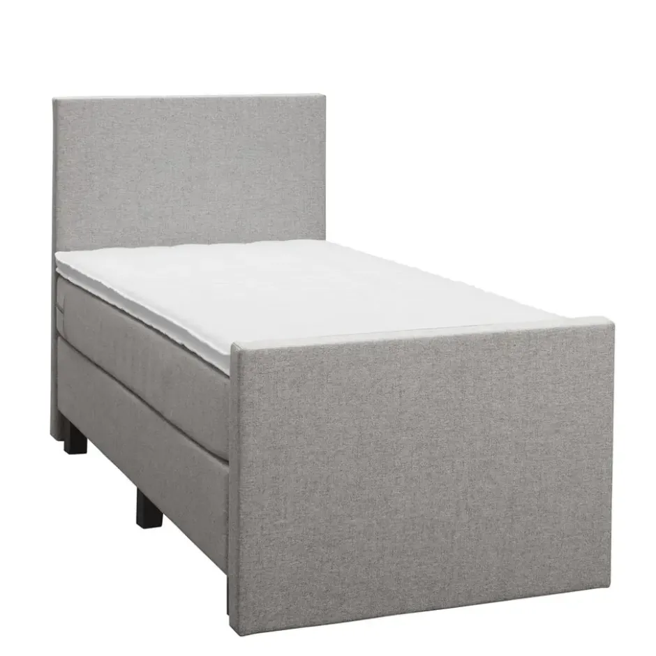 Boxspring met voetbord Liv egaal - lichtgrijs - 90x200 cm - vierkante poot