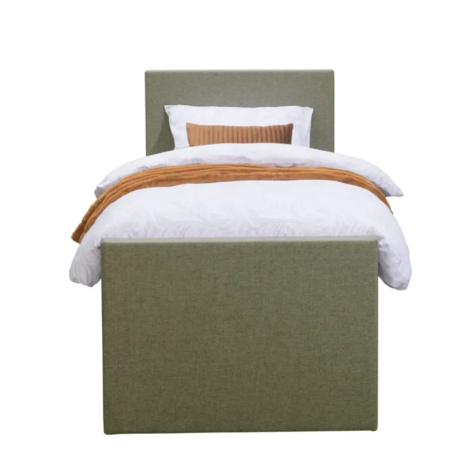 Boxspring met voetbord Liv egaal - groen - 90x200 cm - slanke poot