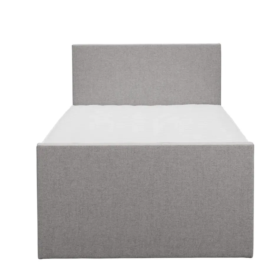 Boxspring met voetbord Liv egaal - lichtgrijs - 120x200 cm - vierkante poot