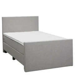 Boxspring met voetbord Liv egaal - lichtgrijs - 120x200 cm - vierkante poot