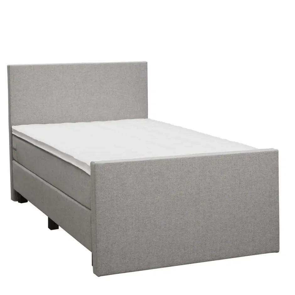 Boxspring met voetbord Liv egaal - lichtgrijs - 120x200 cm - vierkante poot