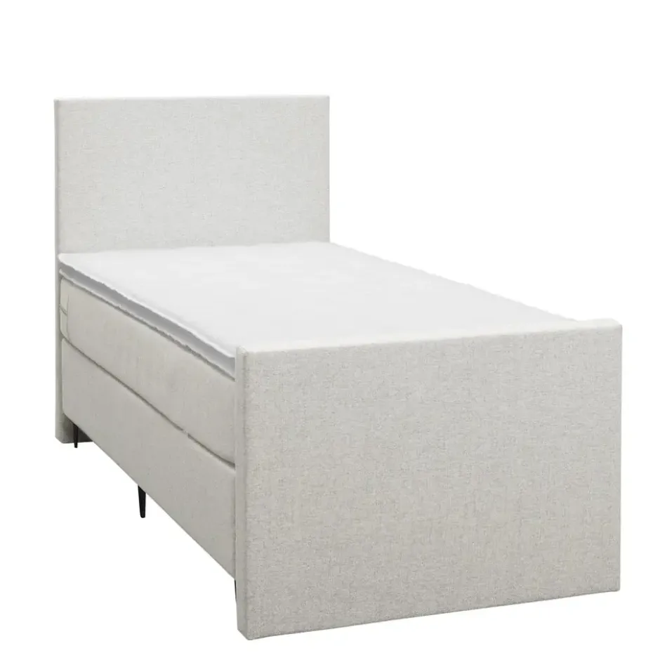 Boxspring met voetbord Liv egaal - ecru - 90x200 cm - slanke poot