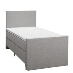 Boxspring met voetbord Liv egaal - lichtgrijs - 90x200 cm - slanke poot