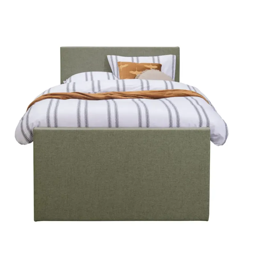 Boxspring met voetbord Liv egaal - groen - 120x200 cm - slanke poot