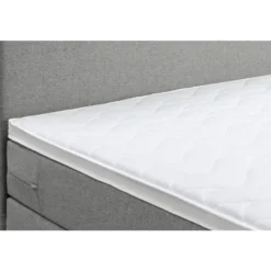 Boxspring met voetbord Liv egaal - lichtgrijs - 140x200 cm - vierkante poot