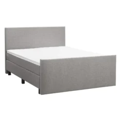 Boxspring met voetbord Liv egaal - lichtgrijs - 140x200 cm - vierkante poot