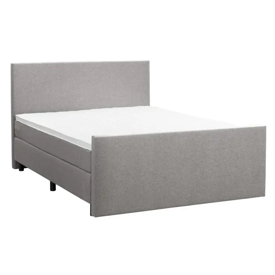 Boxspring met voetbord Liv egaal - lichtgrijs - 160x200 cm - ronde poot