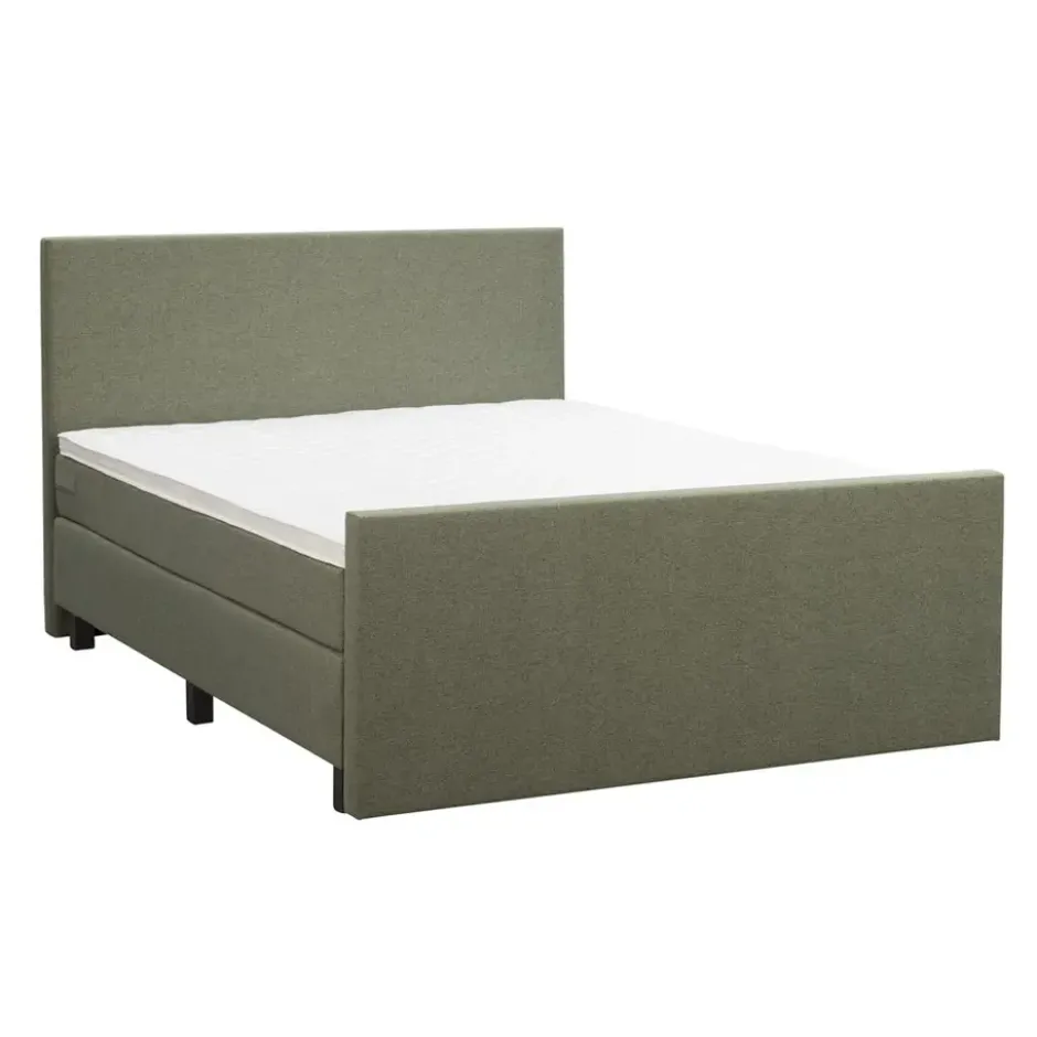 Boxspring met voetbord Liv egaal - groen - 160x200 cm - vierkante poot
