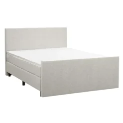 Boxspring met voetbord Liv egaal - ecru - 140x200 cm - ronde poot