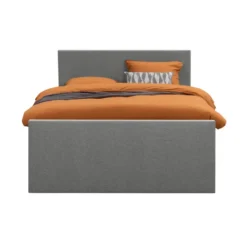 Boxspring met voetbord Liv egaal - lichtgrijs - 140x200 cm - ronde poot