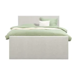 Boxspring met voetbord Liv egaal - ecru - 160x200 cm - ronde poot
