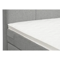 Boxspring met voetbord Liv geblokt - lichtgrijs - 90x200 cm - slanke poot