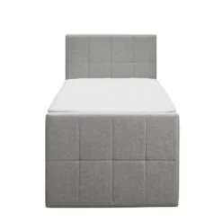 Boxspring met voetbord Liv geblokt - lichtgrijs - 90x200 cm - slanke poot