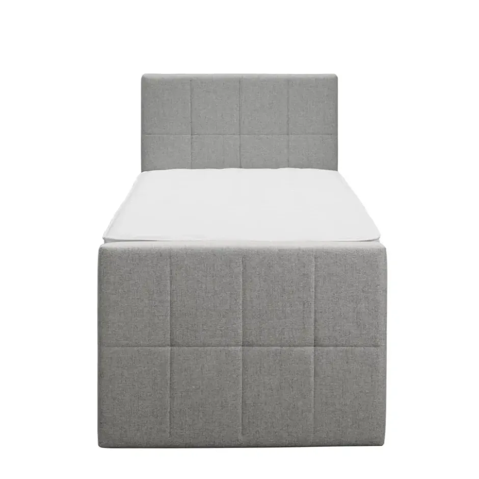 Boxspring met voetbord Liv geblokt - lichtgrijs - 90x200 cm - slanke poot