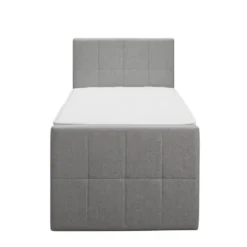 Boxspring met voetbord Liv geblokt - lichtgrijs - 90x200 cm - vierkante poot