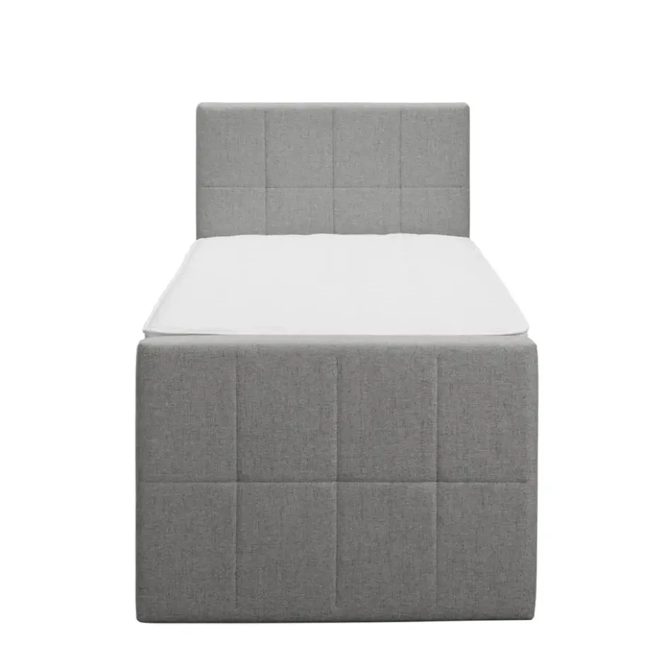 Boxspring met voetbord Liv geblokt - lichtgrijs - 90x200 cm - vierkante poot